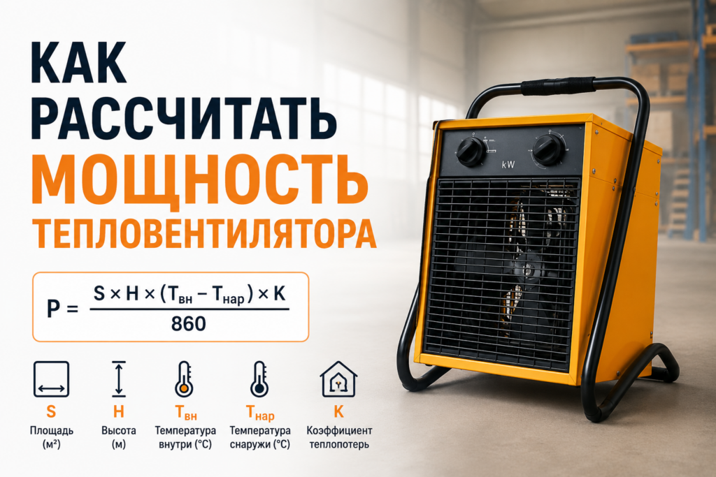 Как рассчитать мощность тепловентилятора